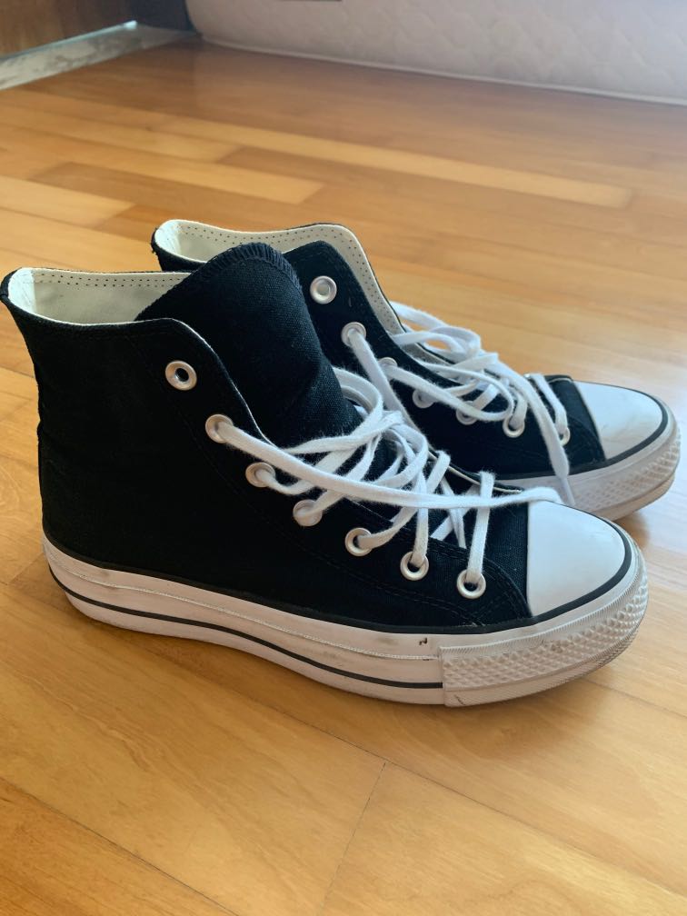 black platform converse sneakers