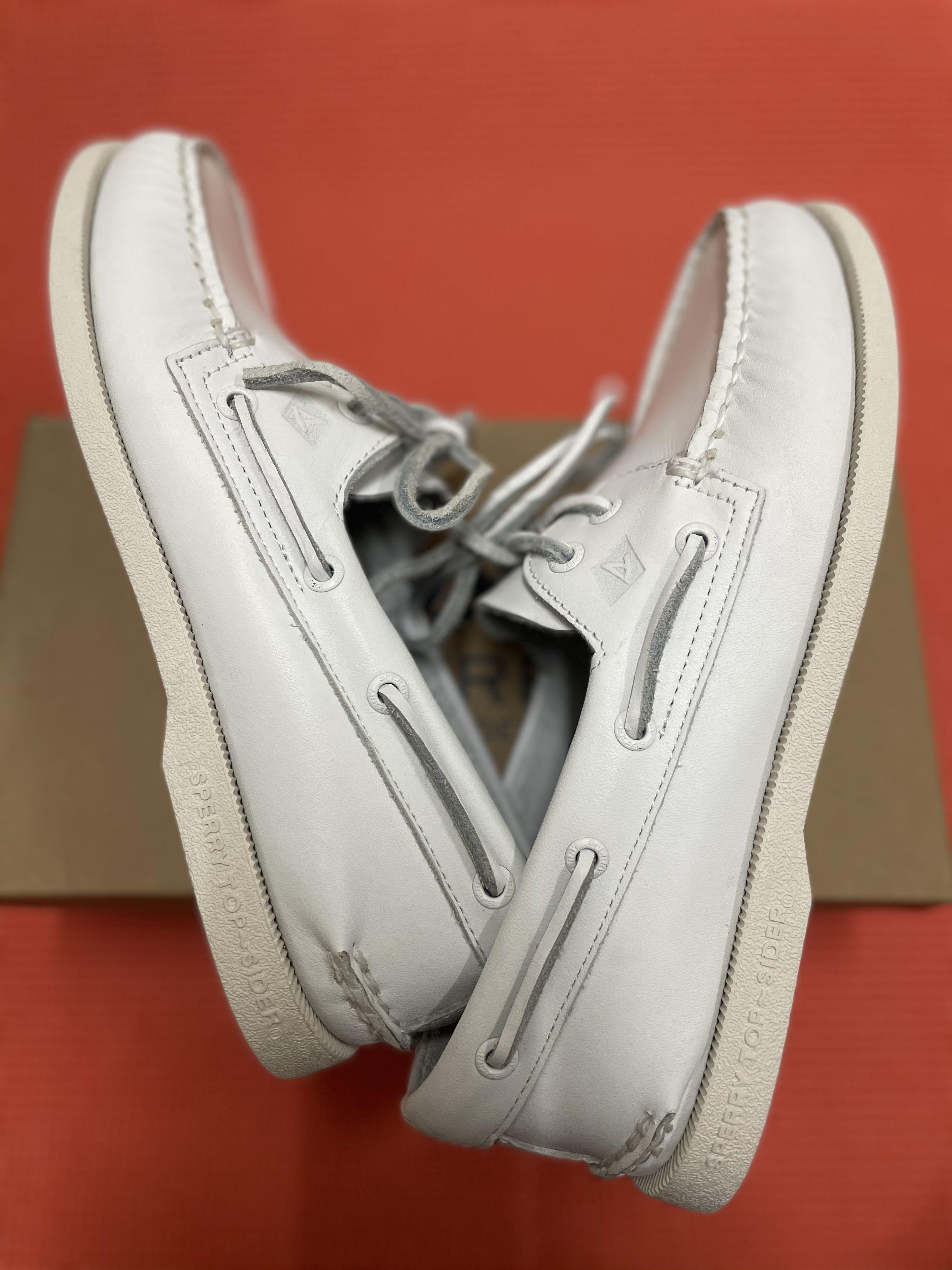 White sperrys best sale