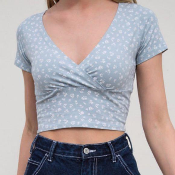 Brandy Melville Blue Amara Top Women S Fashion Tops Other Tops On Carousell