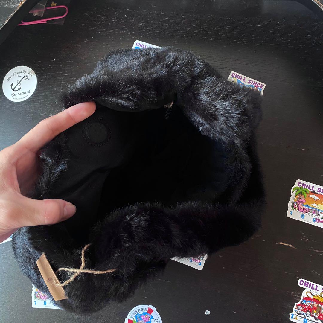 brandy melville fur bag faux tote handbag black y2k, Women's Fashion