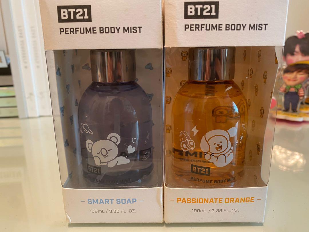 Bt21 perfume body mist (chimmy: passionate orange flavour; Koya: smart soup  flavour), 興趣及遊戲, 收藏品及紀念品, 明星周邊- Carousell