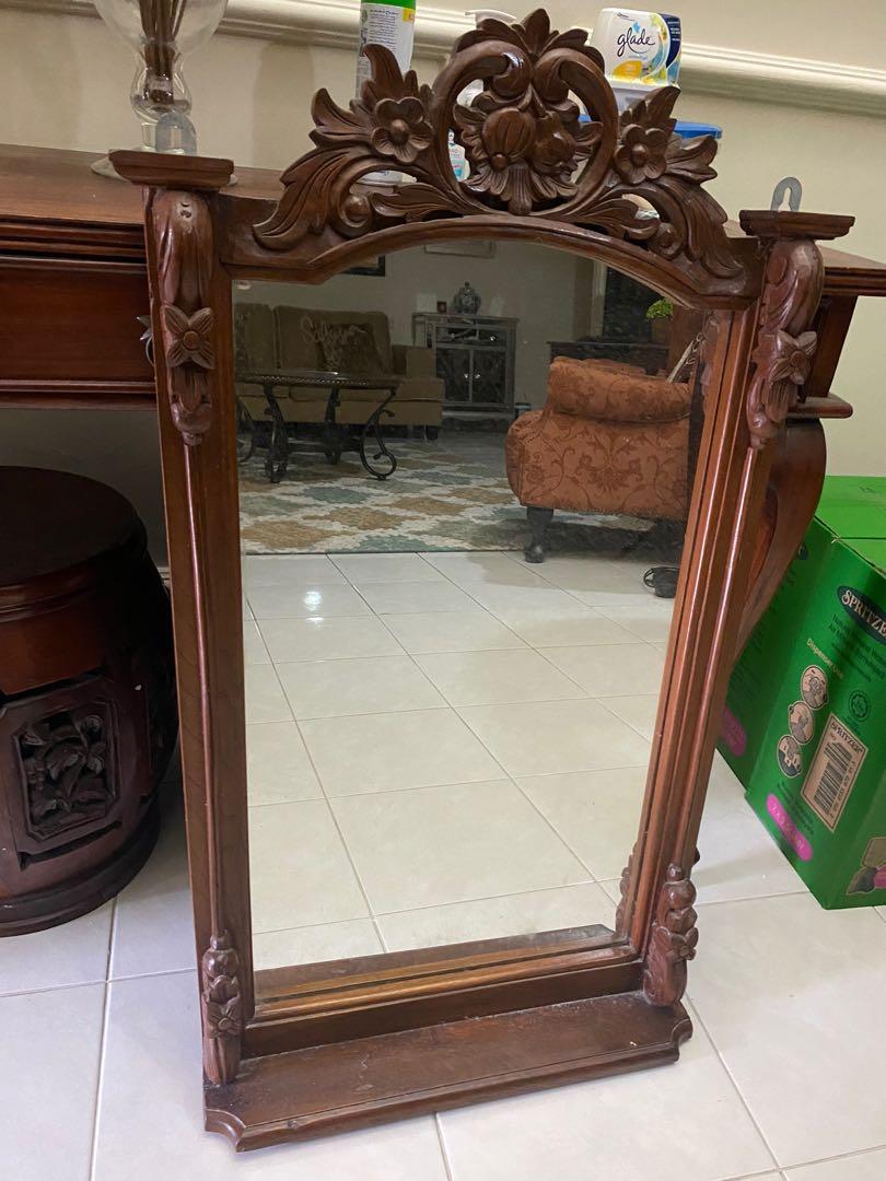 Cermin Kayu Jati Home Furniture Furniture On Carousell