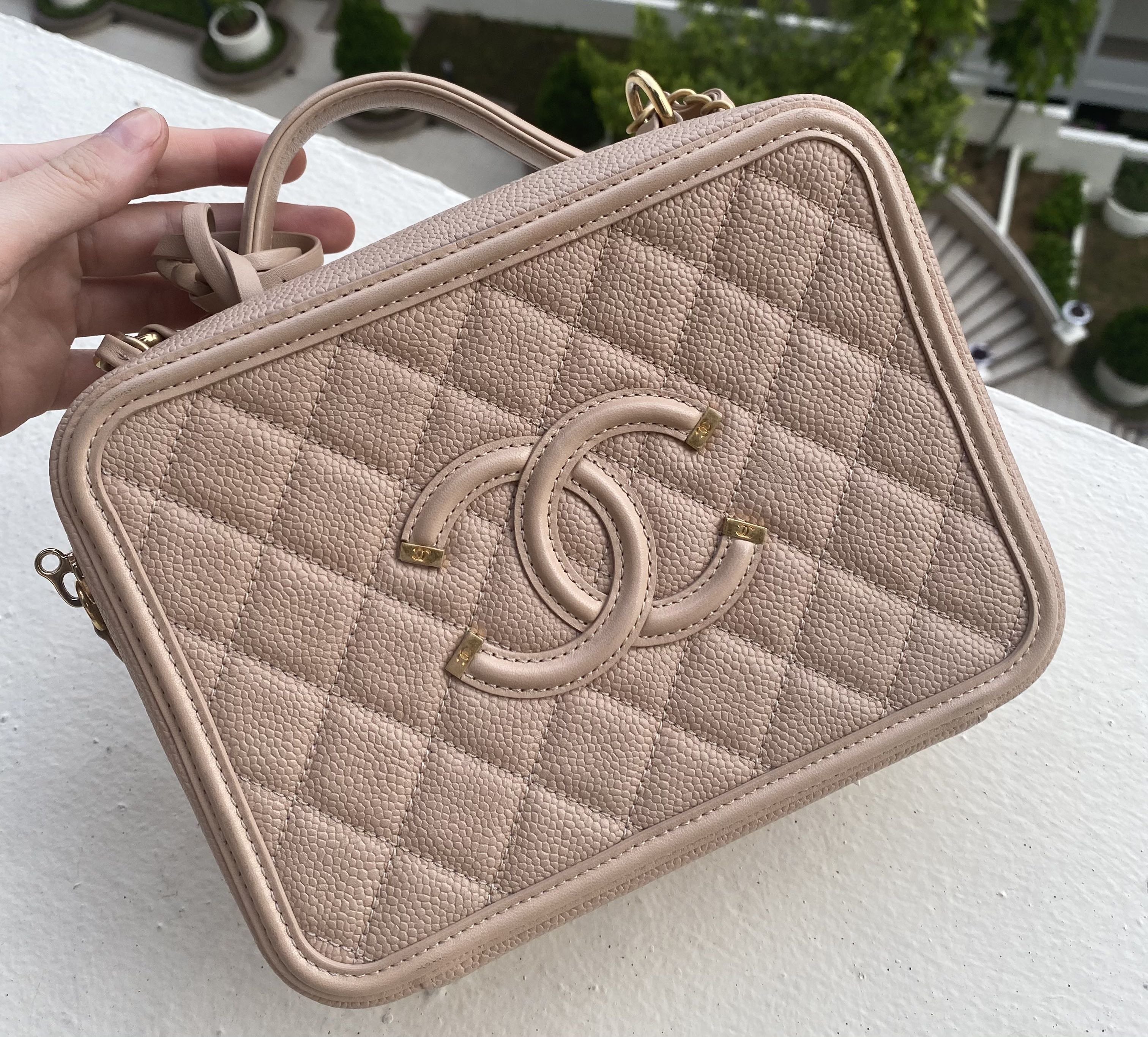 Chanel vanity case nude medium size, Luxury, Bags & Wallets on Carousell