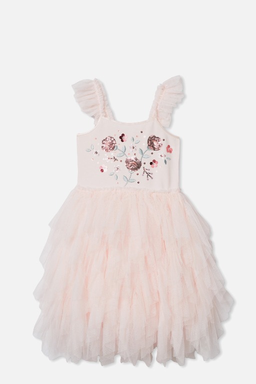 Cotton On Kids Iris Dress Up Dress in Crystal Pink Flowers 6 7