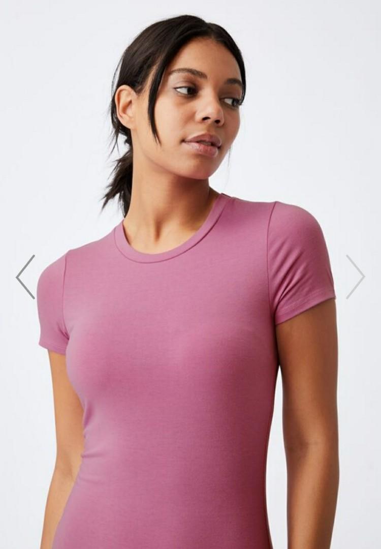 pink short sleeve midi dress