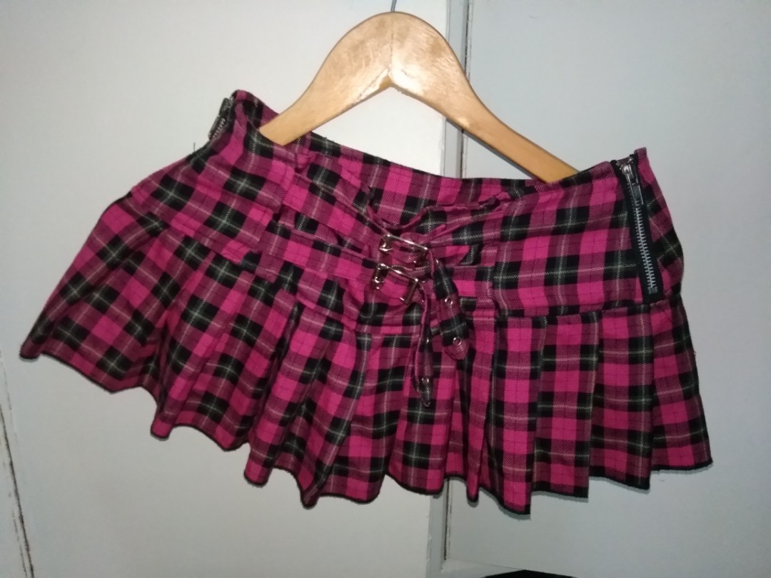 Pink plaid skirt 9mm sales