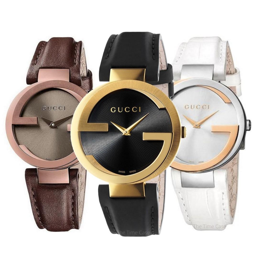 GUCCI INTERLOCKING DIAL LEATHER UNISEX WATCH BRAND NEW IN BOX