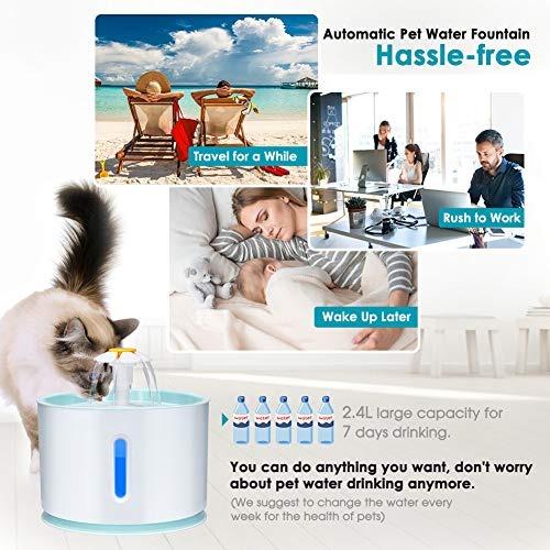 Haofy Cat Water Fountain, 2.4L Automatic Electric Pet Water Dispenser