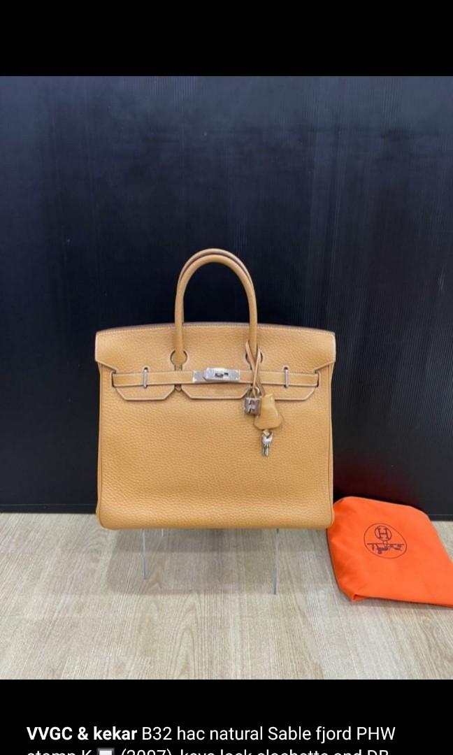 Hermes HAC Birkin Bag Natural Sable Fjord with Gold Hardware 32 at