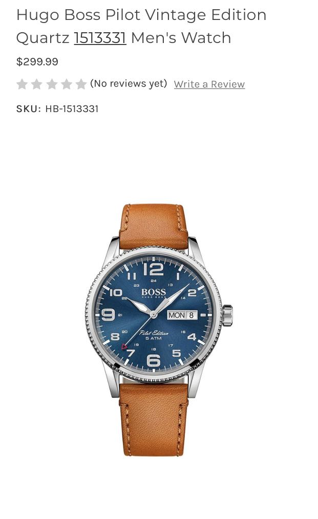 Hugo boss pilot vintage mens quartz watch shop