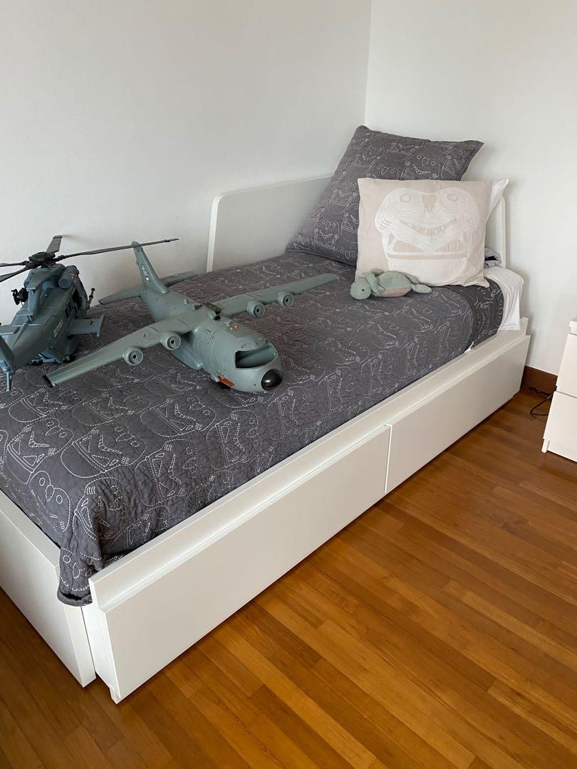 Ikea Bed with Storage and Pullout Bed, Furniture & Home Living