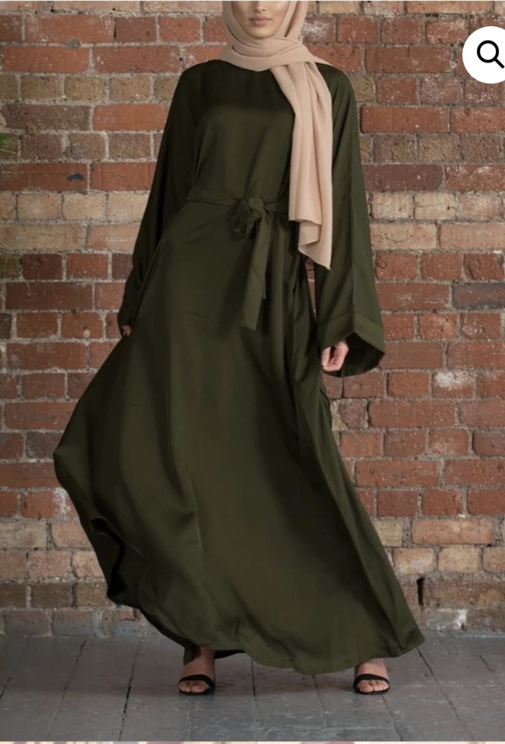 HASASERIES HS6721 Olive Ombre  Green Abaya with Gradient Cuffs