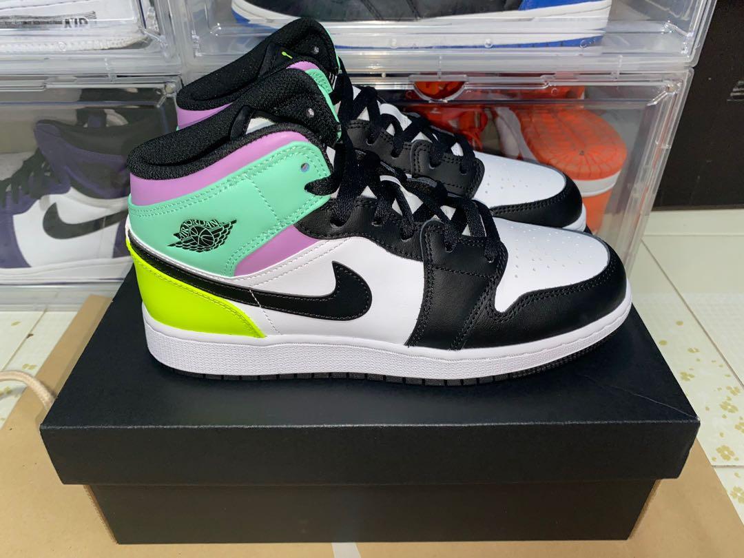 Purple and green air jordans store