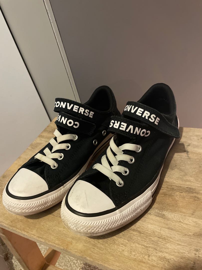 Kids Converse Chuck taylors all star double strap black low
