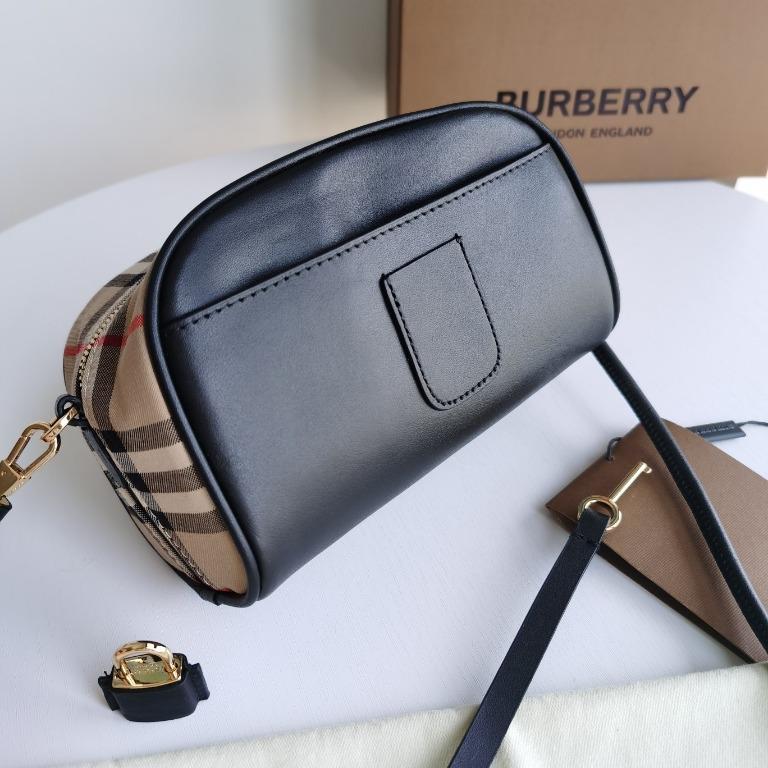 Burberry small leather and online vintage check cube bag
