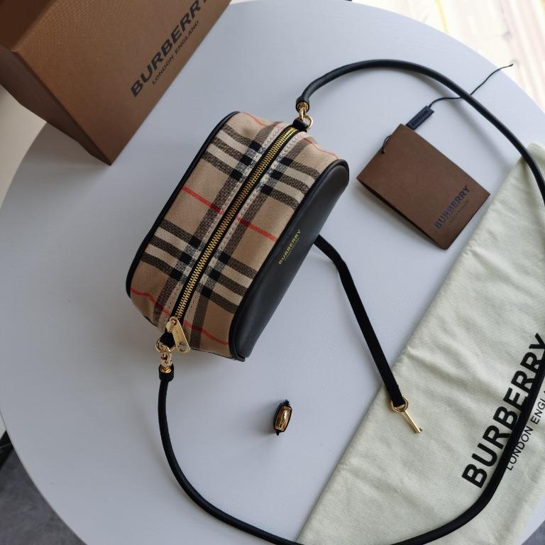 Micro leather and hotsell vintage check cube bag