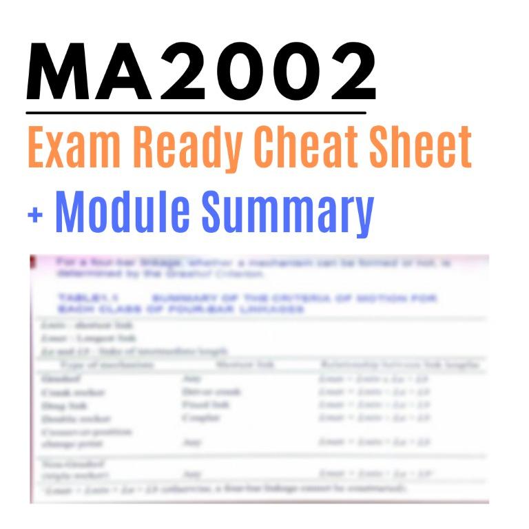 MA2002 Theory Of Mechanism NTU Study Notes & Cheatsheet, Everything ...