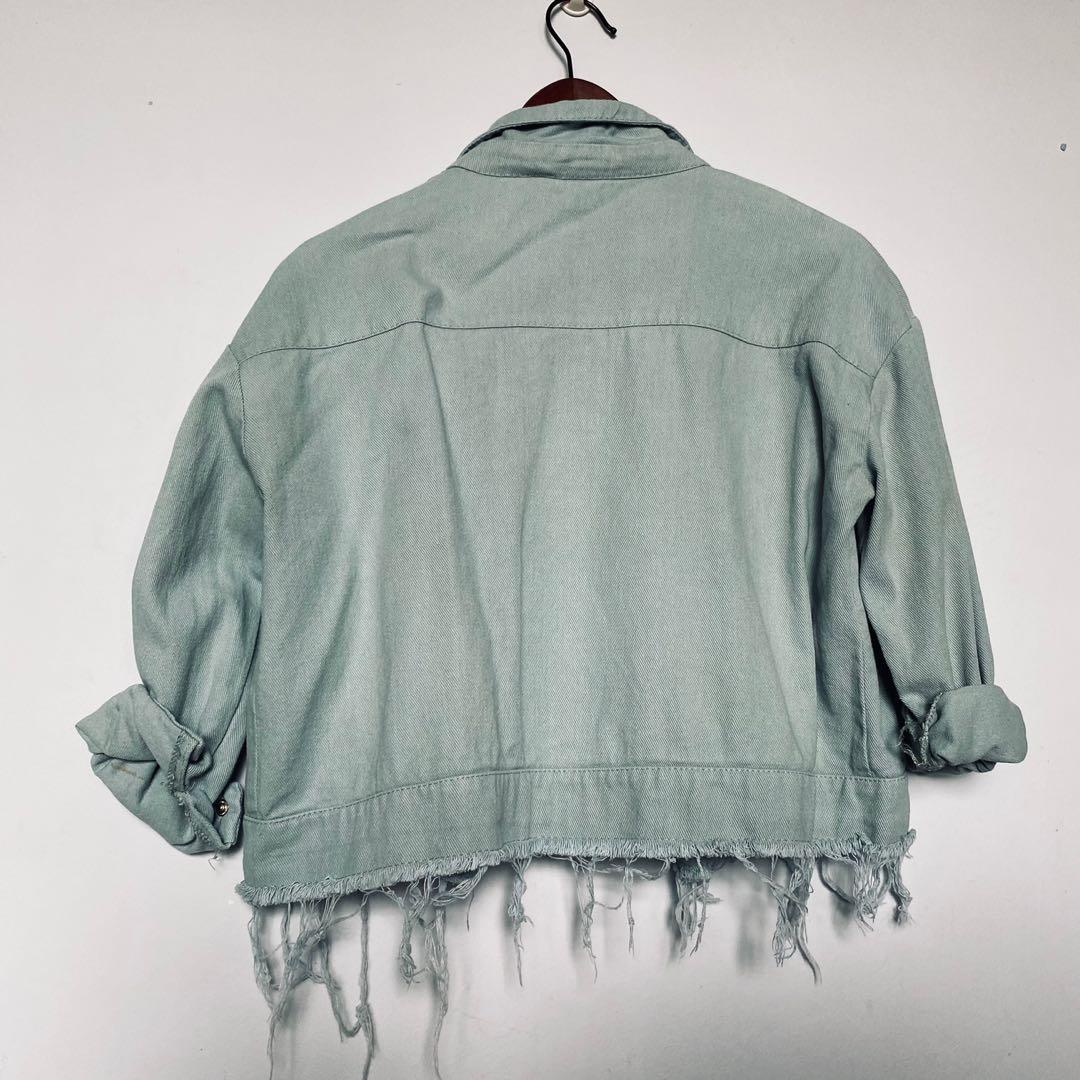 Mint green denim jacket, Women's Fashion, Coats, Jackets and Outerwear