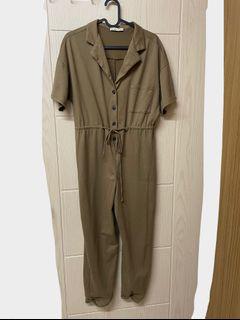 PULL&BEAR 連身褲裝+Zara 綠底白花褲裙式洋裝 S