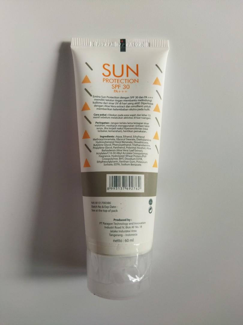 Sunscreen Emina Sun Protection Spf 30 Pa Kesehatan Kecantikan Kulit Sabun Tubuh Di Carousell