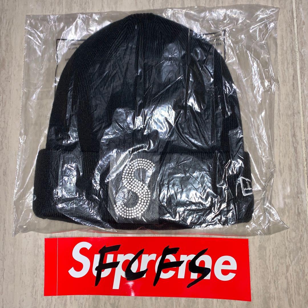 Supreme SS21 New Era Swarovski S Logo Beanie 黑色閃鑽冷帽, 男裝