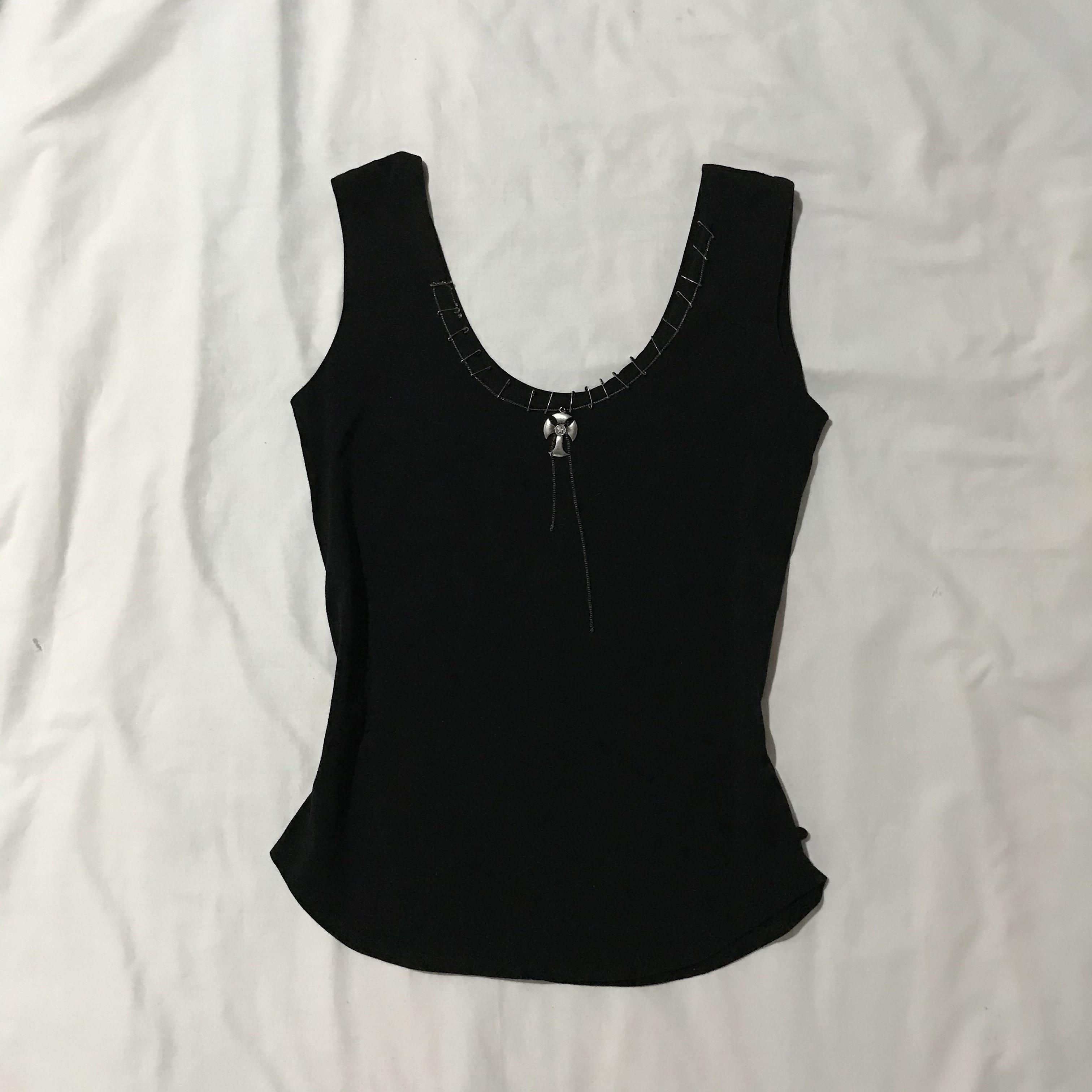 Tank Top W Safety Pins Emo Mall Goth Gothic Egirl Alt Women S Fashion Tops Sleeveless On Carousell