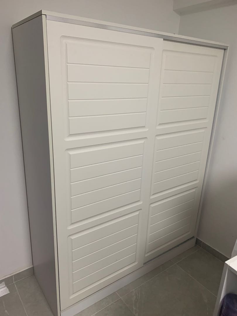 White Wardrobe Cupboard Sliding Door, Furniture, Shelves & Drawers on