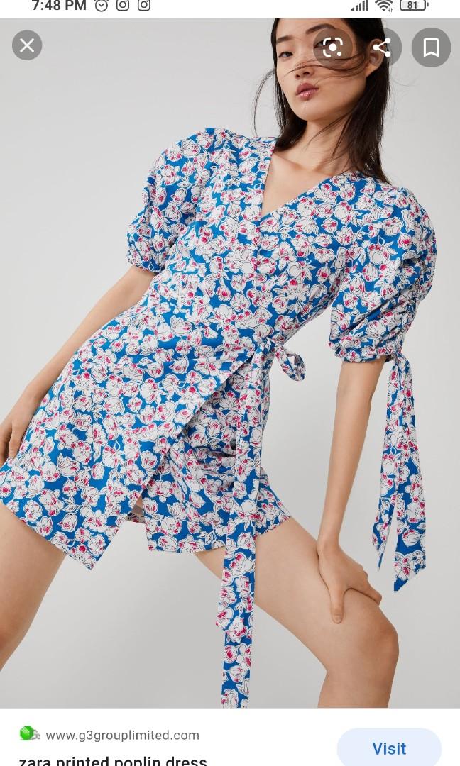 Zara poplin floral mini dress XS, Women ...