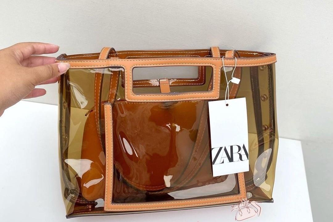 Zara Vinyl Totebag Transparent Bag Original