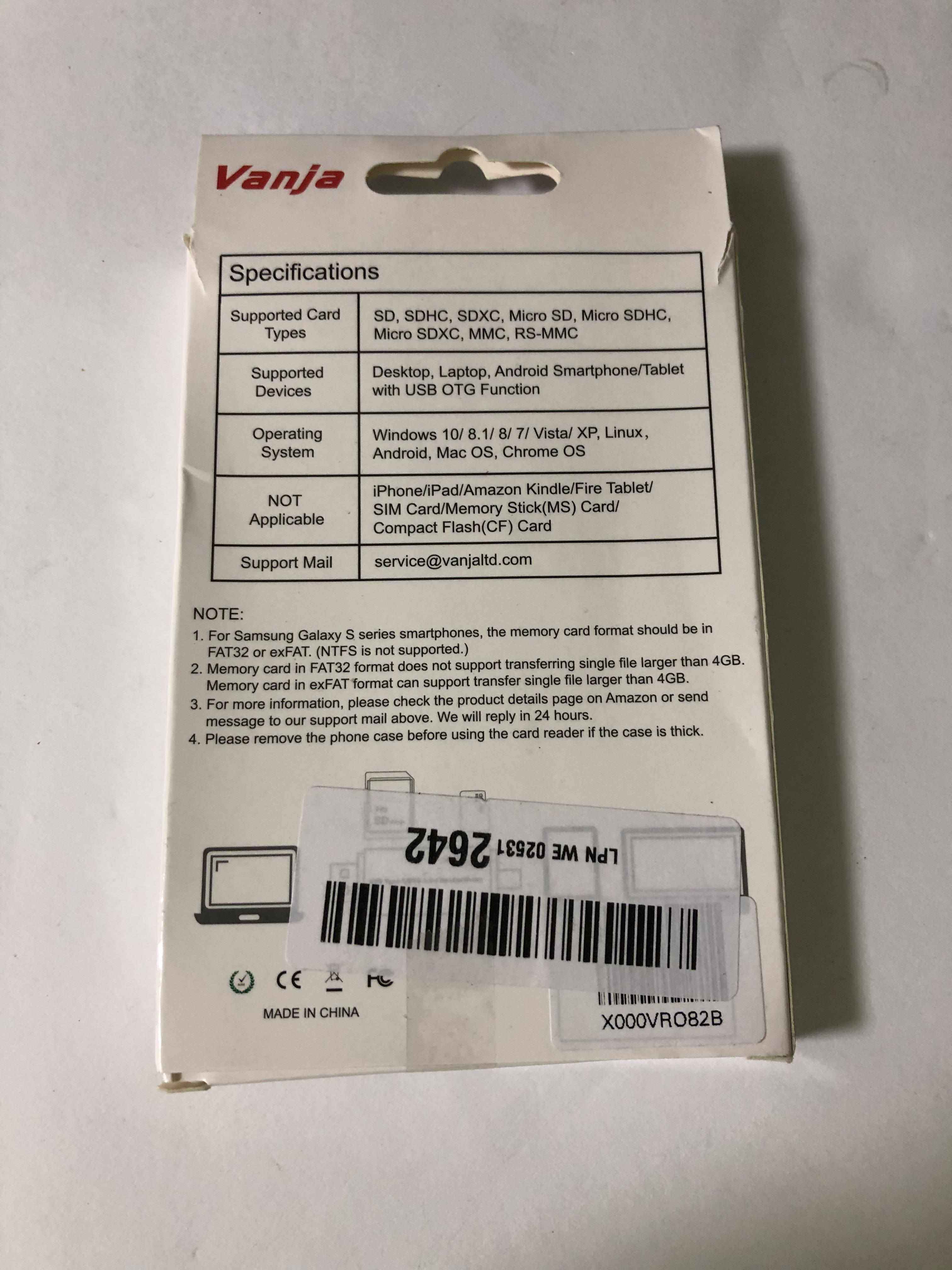 2 in 1 VANJA USB/ Micro USB Card Reader (Micro SD & SD), Computers