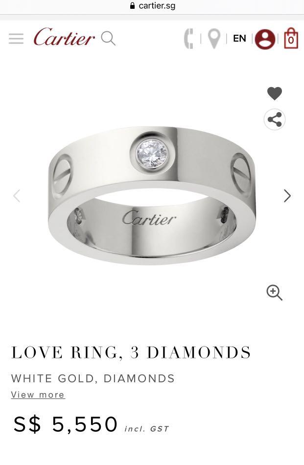 Cartier love ring 3 diamonds white gold sales