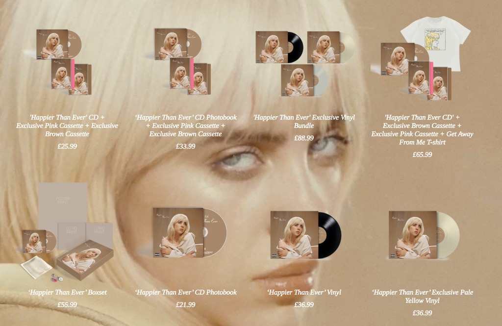 Billie Eilish Happier Than Ever Cd Vinyls Cassette And Merch Sets Music Media Cd S Dvd S Other Media On Carousell