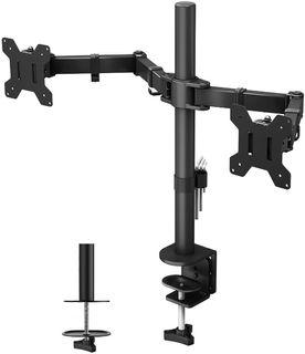 Bnew Dual Arm VESA LED Monitor WallMount with C-clamp, Height Adjustable, Rotate Vertical, COD