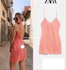 Zara flowing mini dress Salmon pink ...
