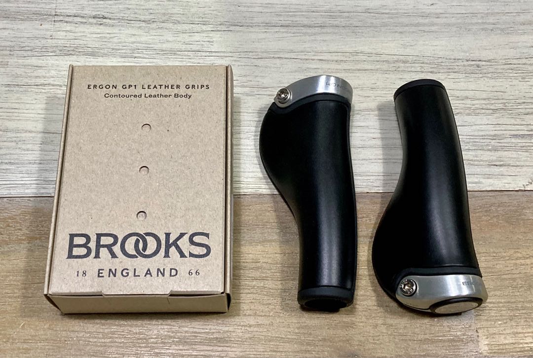 team moe Missend Brooks Ergon GP1 leather grips (Black), Sports Equipment, Bicycles & Parts,  Parts & Accessories on Carousell