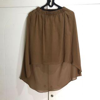 Brown Skirt rok coklat asymmetric  chiffon