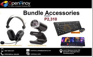 Bundle Accessories!A4tech Stereo Headset HS-50 with PK-910H Web Camera + KRS-8572 Keyboard & Mouse Combo + Long Gaming Mouse Pad