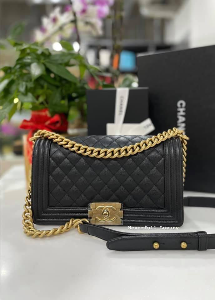 Chanel Boy Old Medium Black Caviar GHW Series 29 2020 Luxury Bags Wallets on Carousell