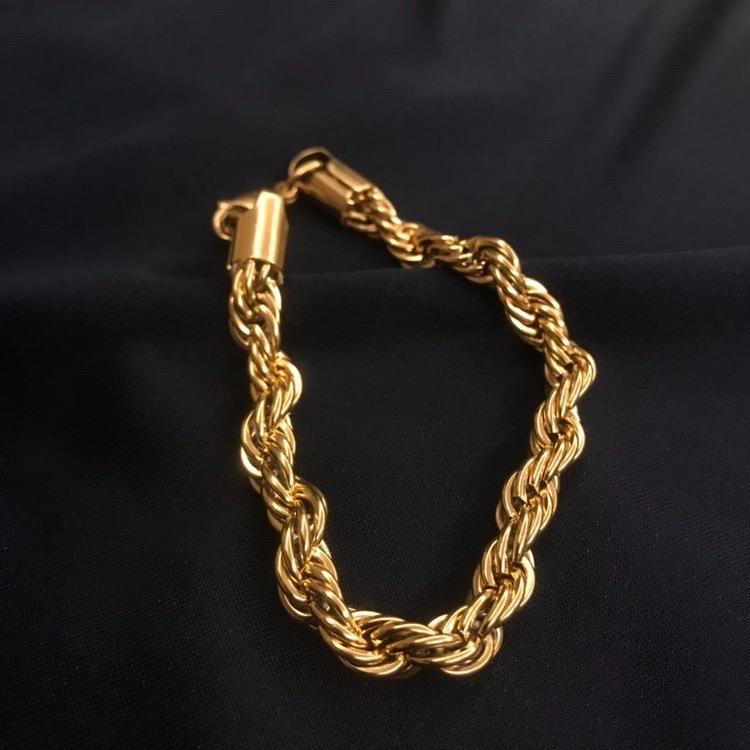 Cuban 916.Gold And Silver Hip hop twist bracelet titanium steel