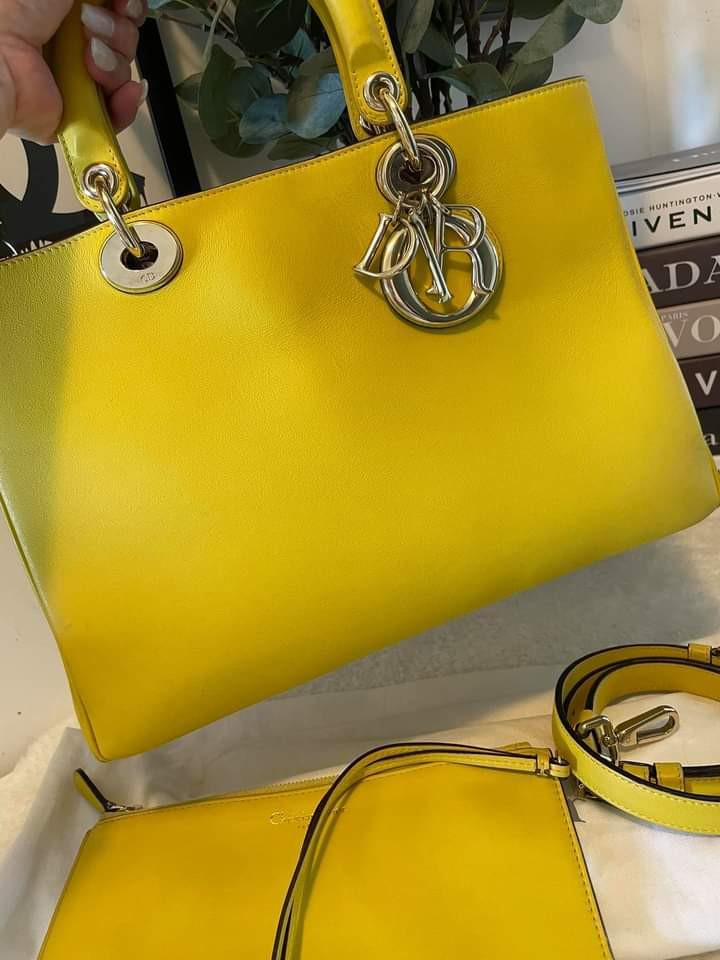 Dior Diorissimo Yellow Calf Medium Tote with Pouch (Category: Luxury Bags & Wallets) located in Manila. Submitted by bagislifeshop (Listing ID 1084526073, Image 2). Description: Hello 💛💛💛 100% Authentic Dior Diorissimo Yellow Calf Medium Tote with pouch Condition 8/10 Comes with Dustbag Strap and Pouch Disclaimer: All Products, Names, Brands, and Logos are owned by their respective brand owners. We are not affiliated with the Brand featured in