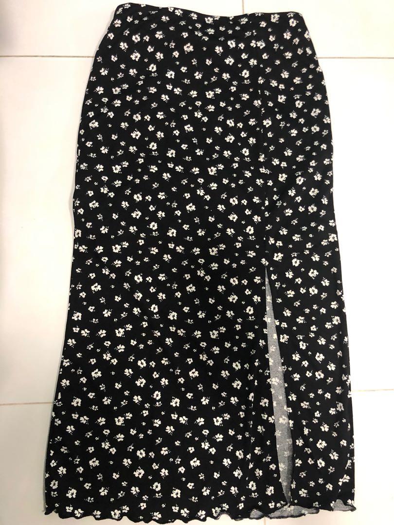floral midi skirt h&m