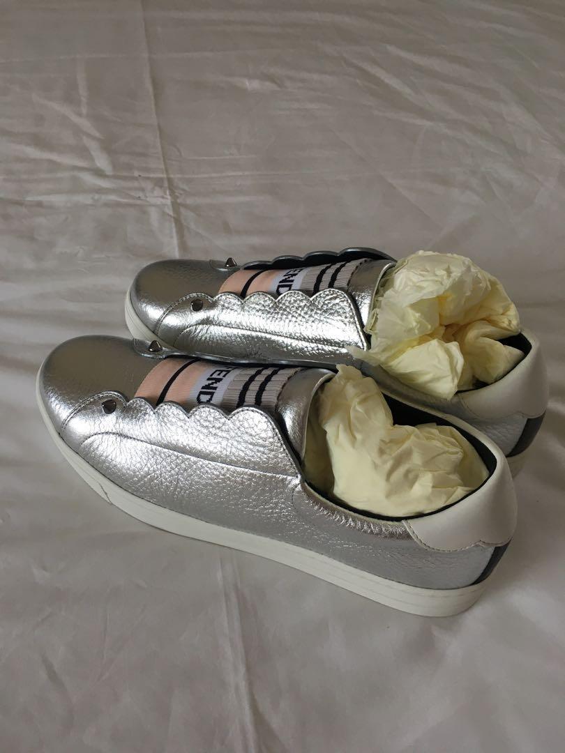 Fendi silver sneakers store