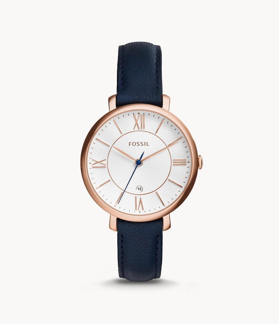 Fossil Es3843 Jacqueline Genuine Blue Sand Leather Women Watch Jam Tangan Wanita Women S Fashion Watches On Carousell