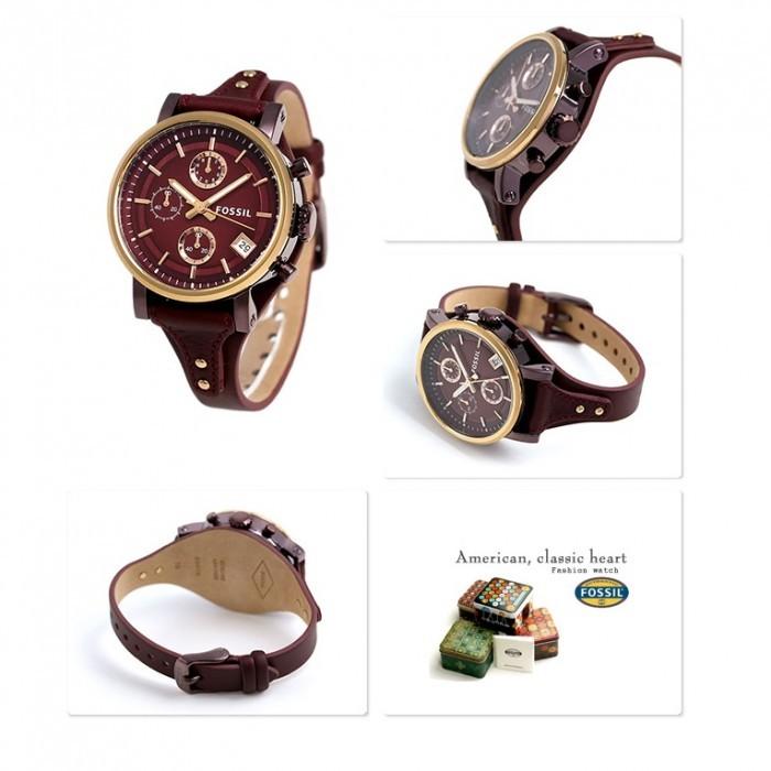Fossil ES4114 Boyfriend Chronograph Genuine Leather Women Watch