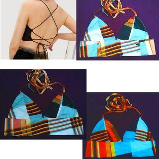 Handmade DOUBLE SIDED BRALETTE Kain Pelikat WITH ADJUSTABLE BACK STRAP