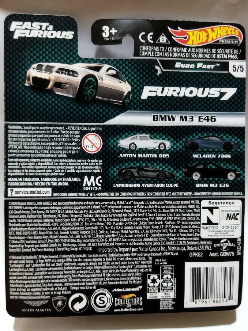 Hot Wheels 2020 Fast & Furious Premium: Euro Fast 5/5 BMW M3 E46