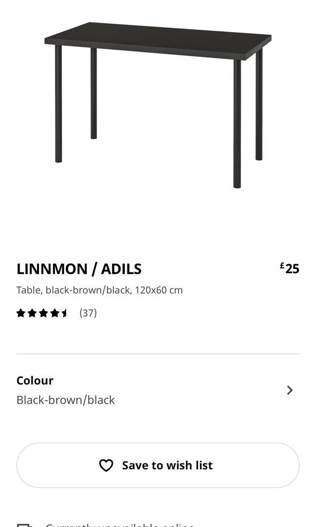 Ikea Linnmon adils table desk 120cm x 60cm, Furniture & Home Living