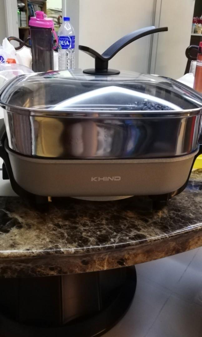 KHIND Electric Skillet steamboat bake fry steam grill boil