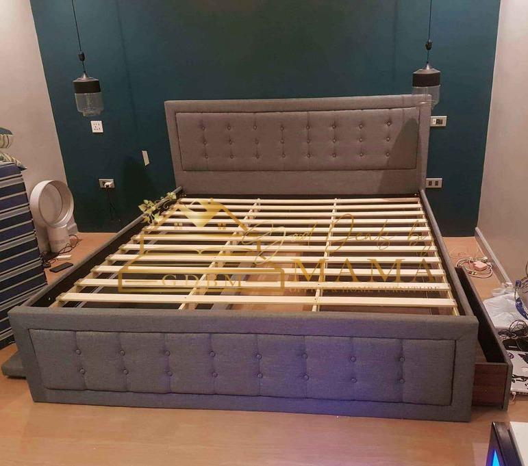KING BED WITH SINGLE-SIZE PULL OUT & STORAGE (Category: Bed Frames & Mattresses) located in Manila. Submitted by gooddealsbymama (Listing ID 1084635157, Image 3). Description: KING BED WITH SINGLE-SIZE PULL OUT & STORAGE Warehouse Price: ₱18,000 Mattress Dimension: 72" x 78" Material: Malaysian rubberwood Upholstery: Gray Fabric *Bed Frame only. Mattress sold separately ✅FREE DELIVER & ASSEMBLE within Metro Manila ✅CASH ON DELIVERY *Disclaimer: P