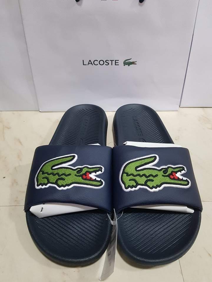 lacoste slides blue